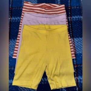 3 pack Cat & Jack Yellow, Pink, and Red Striped Shorts Leggings Set